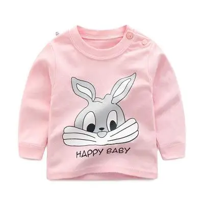 Осенняя одежда для младенцев; детская одежда для маленьких мальчиков и девочек; футболка; футболки для малышей; топы с длинными рукавами; одежда для малышей - Цвет: rabbit