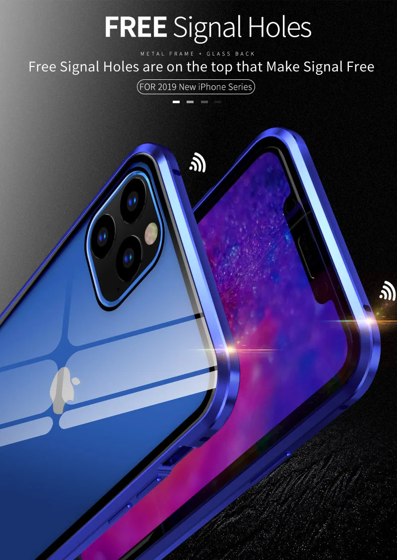 Магнитный чехол Tongdytech для Iphone 11 Pro XS MAX X 7 8 Plus, металлический чехол для телефона, двусторонний чехол из закаленного стекла 360, чехол s