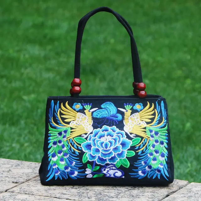 New Fashion Embroidery Women Small handbags National Floral Embroidered Lady Top-handle bags Single-layer Beading Falp Carrier 6
