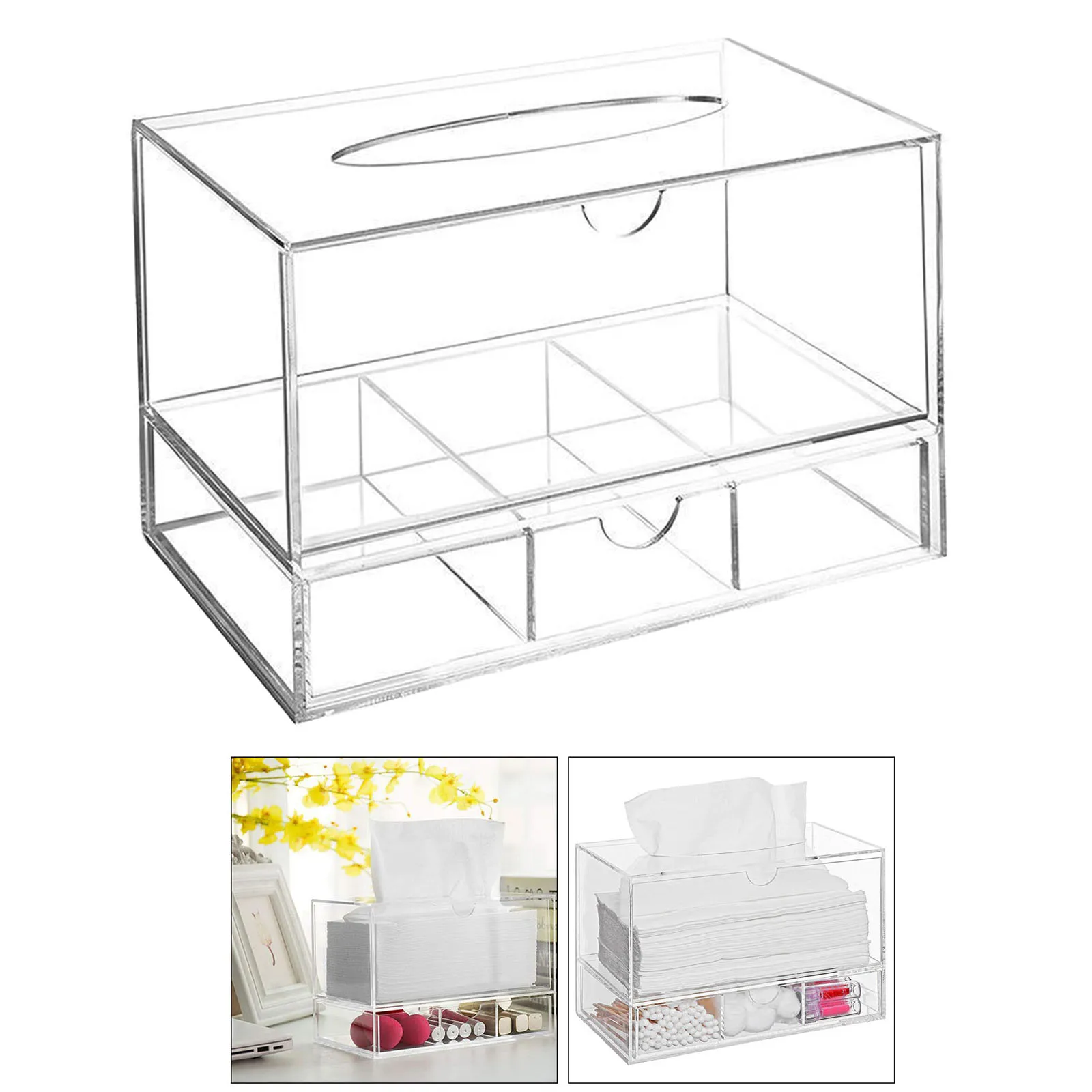 Acrylic Makeup Organizer Shelf Jewelry Holder Drawer Storage Box Clear