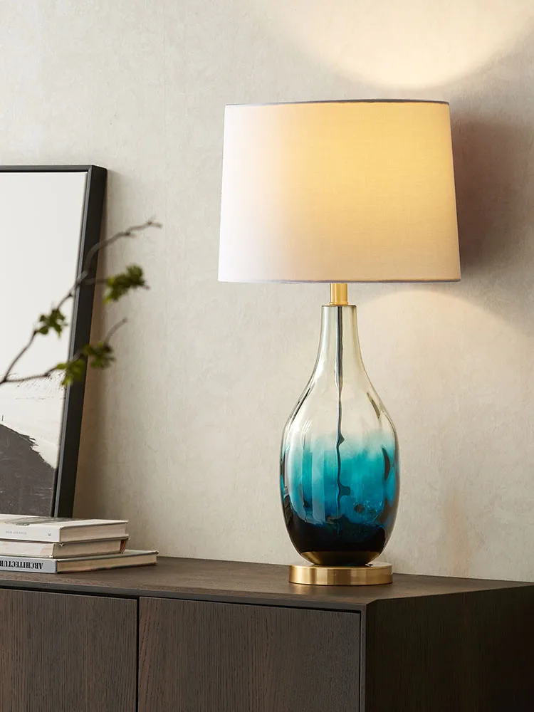 

American style luxury glass table lamp bedroom bedside lamp northern Europe post modern gradually changing color table lamp