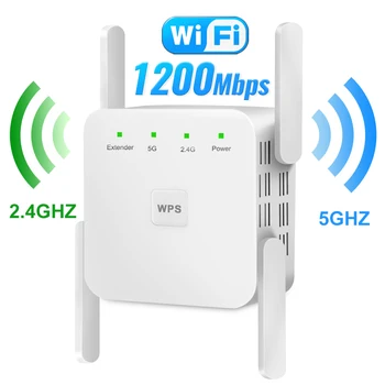 5G WiFi Repeater Wireless Wifi Amplifier Home Wi-fi Signal Booster 1200Mbps Router Wi Fi Long Range Extender Internet Amplifier 1