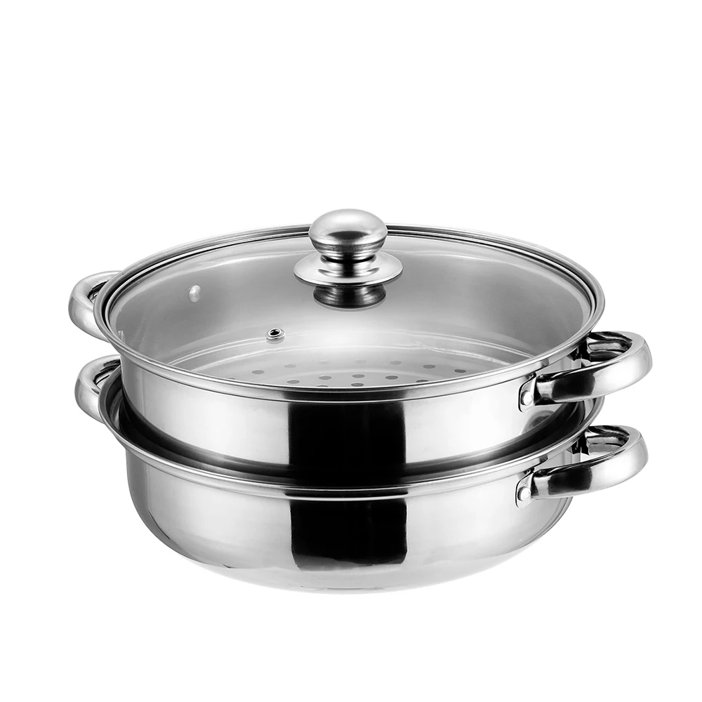 

Hot New Stainless Steel Steamer Set Double Layer/Tier Four-ear Steamer Food Pot Supplies Steaming Pot