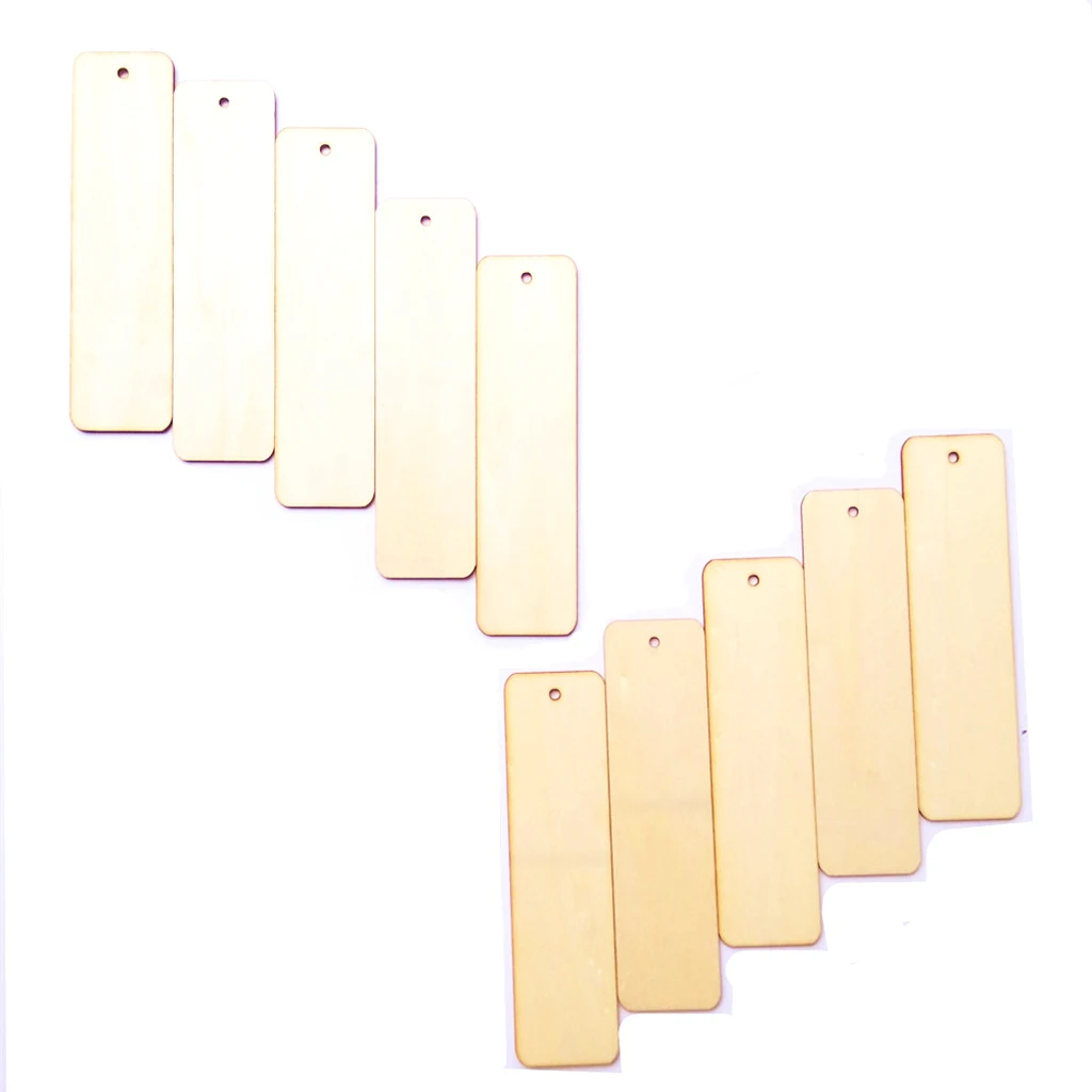 20pcs Blank Rectangle Wood Pieces Gift Tags Bookmark w/ String Scrapbooking DIY Craft Tags Labels Book Mark Hanging Decoration