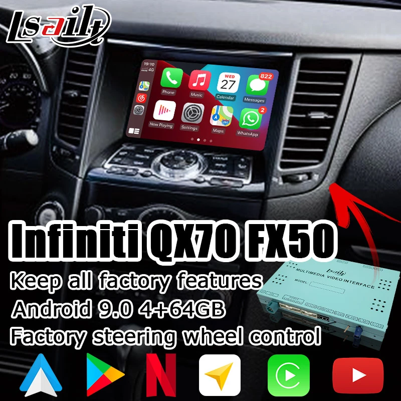 Android / carplay interface box for Infiniti QX70 FX37 FX50 FX 2010-17 with QX50 QX60 QX80 video interface GPS navigation Lsailt samsara gps Vehicle GPS Systems