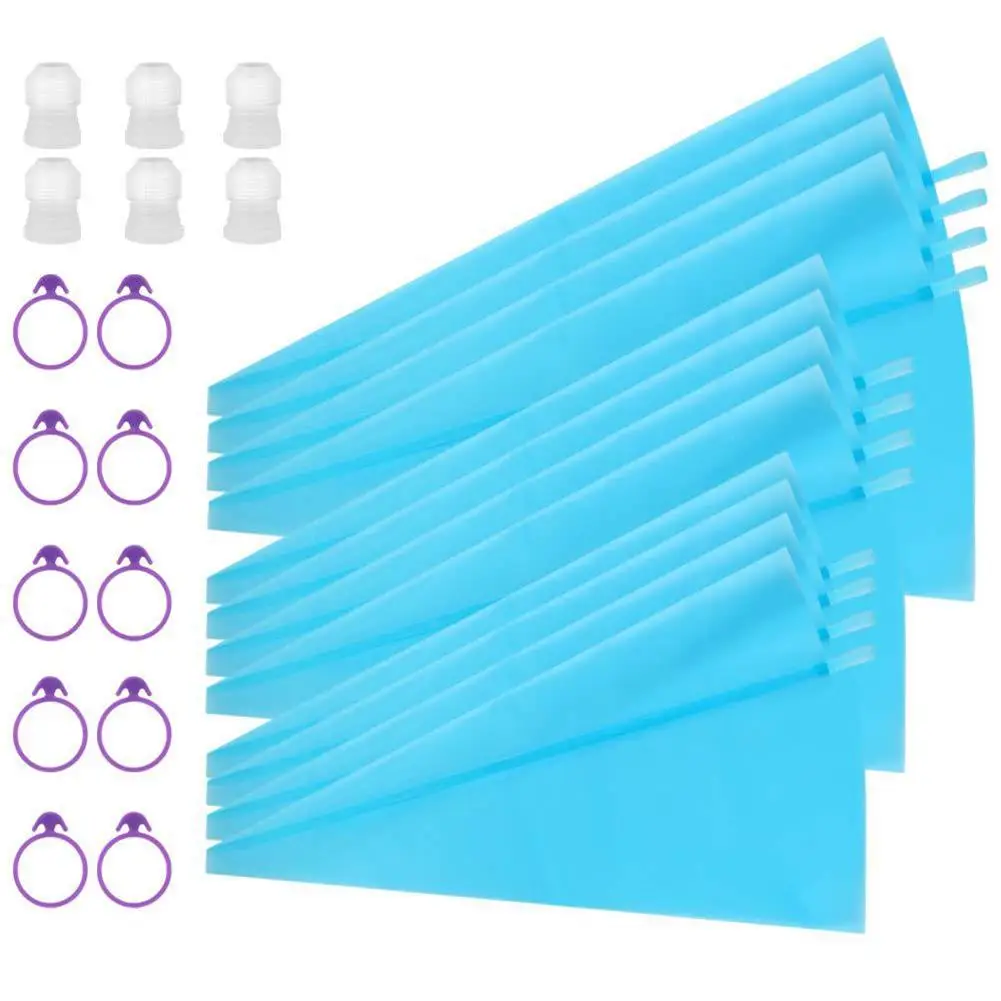 

24pcs Cake Set Cream Silicone Flower Bag Set Converter Nozzle Silicone Fixing Ring Wedding Cake Set Cake Decorating Tools Set
