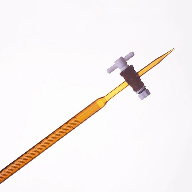 3pcs Brown Acid burette,Capacity 50ml,With PTFE valve switch