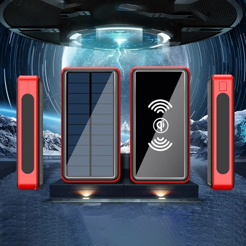 80000mAh Qi Беспроводной внешний аккумулятор солнечной энергии 4usb зарядное