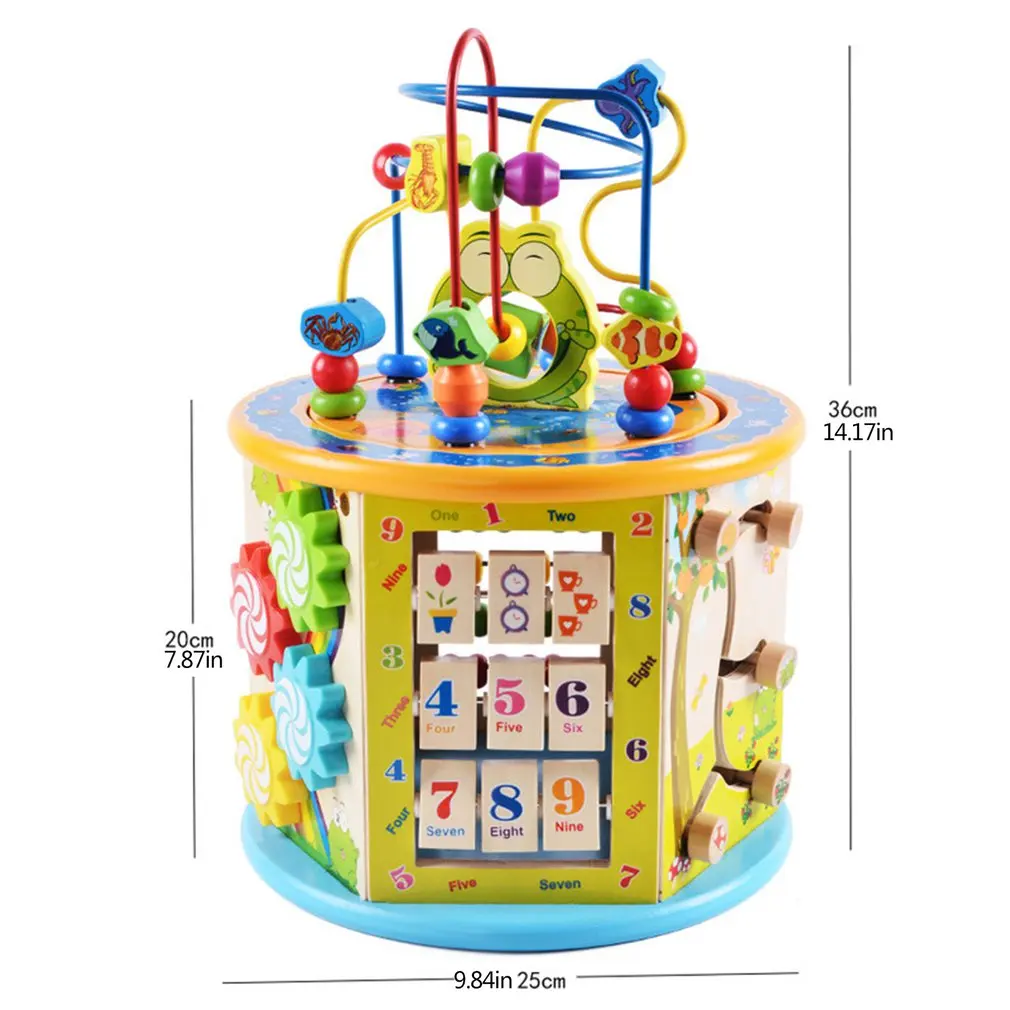 Монтессори Раннее детство обучающая игрушка многофункциональная Шестигранная большая круглая бусина Коробка С Сокровищами головоломка бисерная математическая игрушка