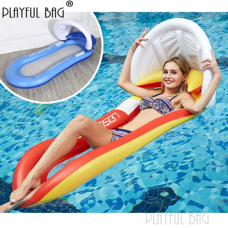 Playful bag Inflatable sunshade floating bed PVC Swimming rings for adult Swimming pool floating bed 160*90cm E75