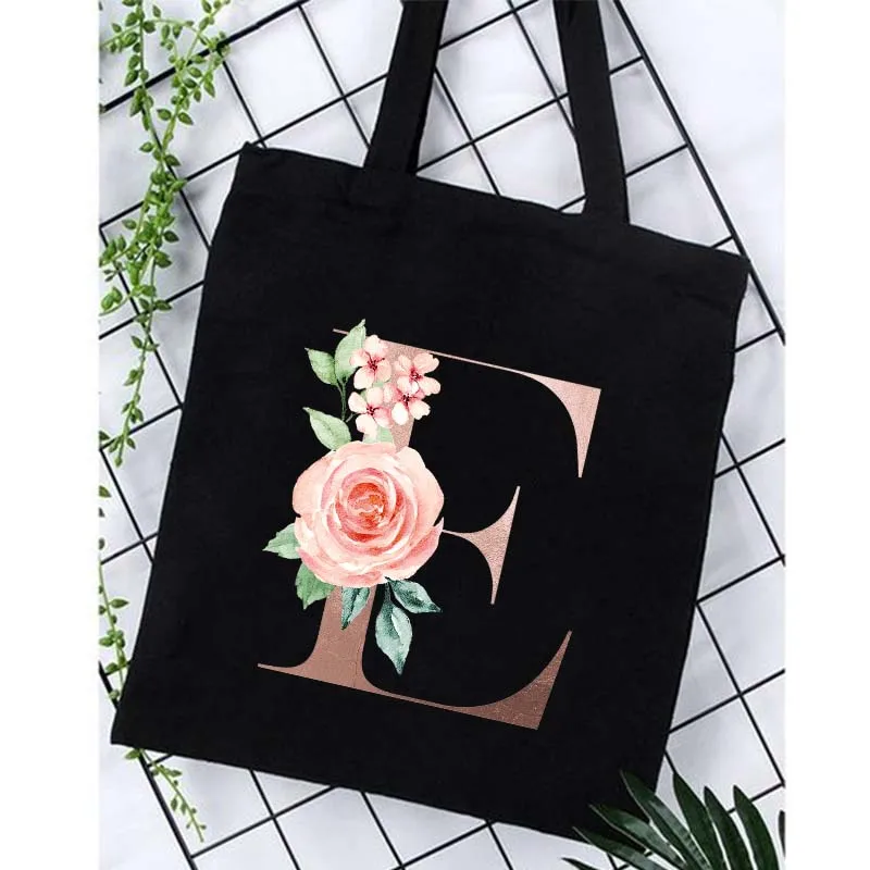 Alphabet Print Bridesmaid Totes Canvas Shopping Bags Bridal Bachelorette Party Shoulder Bag Fashion Beach Handbags Wedding Gifts