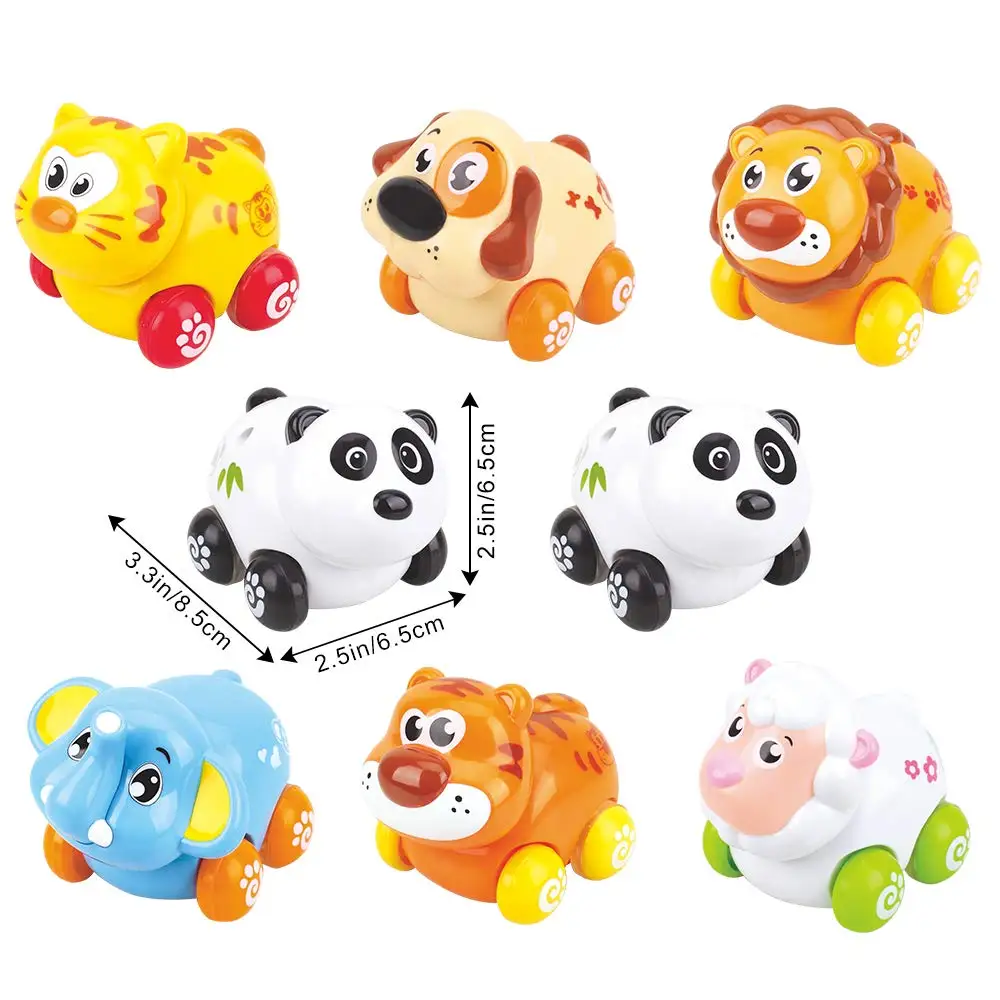 4pcs Push & Go Vehicles Sliding Animal Car, Adorable Animal Farm Zoo Toy, Gift for 1 2 3 4 Years Old Girls Boys Toddlers Kids