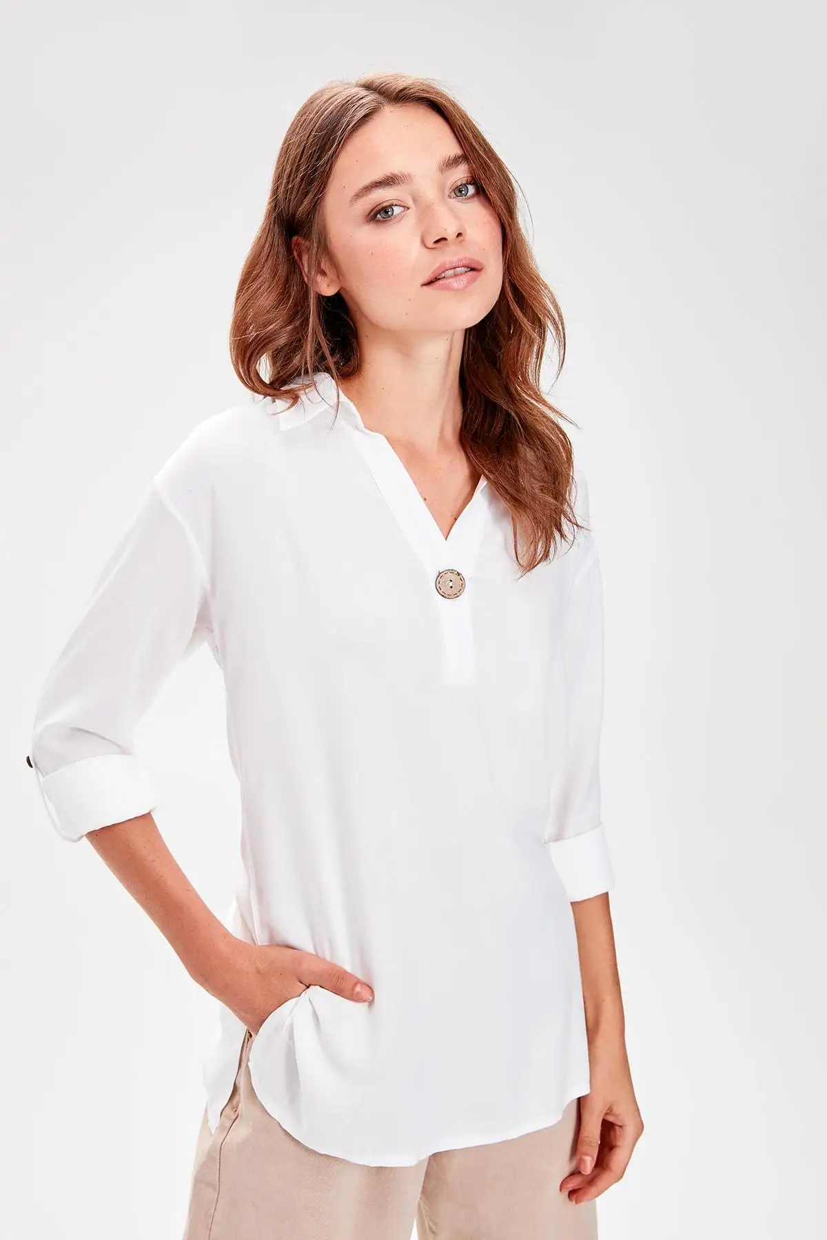 Кнопка Trendyol Ecru Tunik TWOAW20TN0001 |