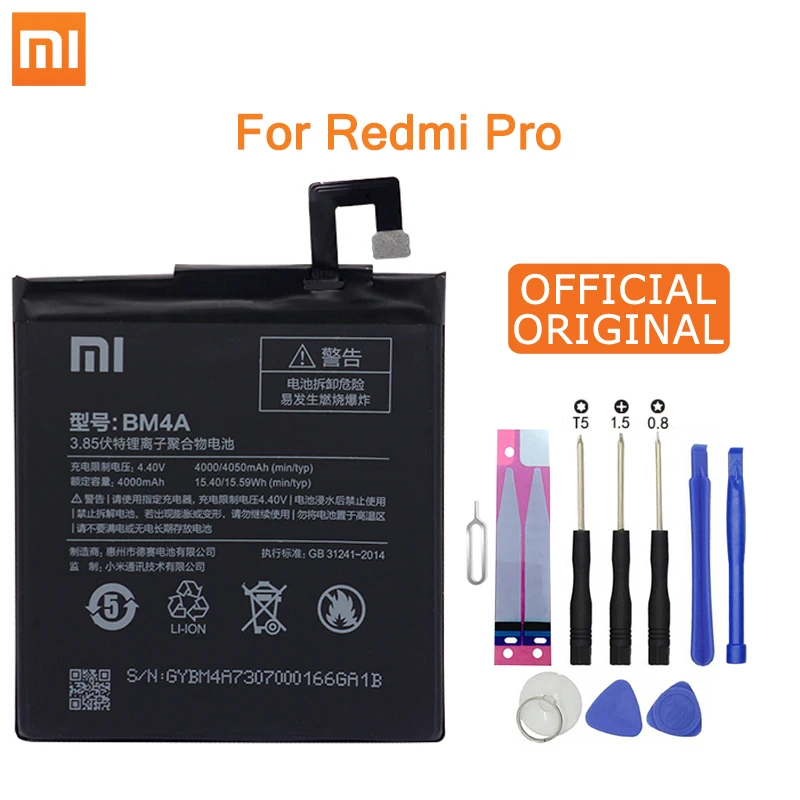 Аккумулятор для телефона Xiao mi BM4A для Xiao mi футляр для Hongmi Redmi Pro 4000 мАч сменные батареи Розничная посылка Бесплатные инструменты