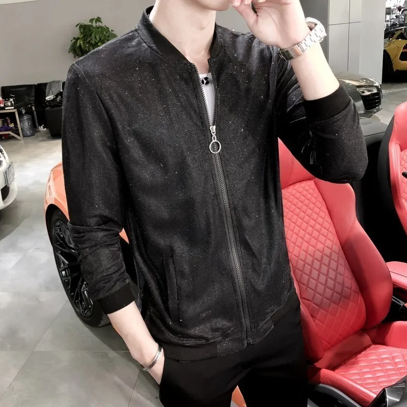 

Fashion Shining Night Chaqueta Hombre Sunscreen Clothes Hairstyle Division Jacket Sociology Loose Coat Man 2020 Summer