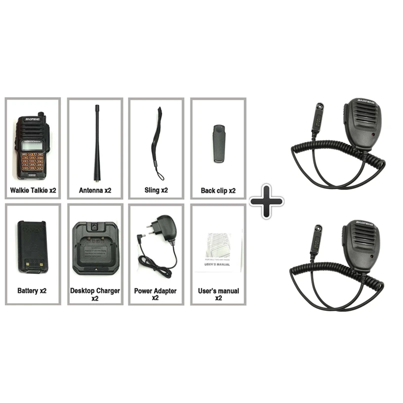 Add 2 mic speaker 2 шт. Baofeng UV-9R Plus Водонепроницаемая рация IP67 двухдиапазонный радиоприемник Amador UV 9R Hf трансивер UV9R CB радио Comunicador - Цвет: Add 2 mic speaker