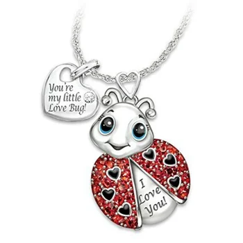 

6pcs Exquisite Creative Ladybug Heart Necklace Symbolizes Love and Luck Letter Necklace Lover's Gift Fashion Jewelry Accessories