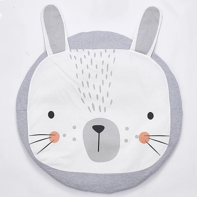 90CM Kids Play Game Mats Round Carpet Rugs Mat Cotton Swan Crawling Blanket Floor Carpet For Kids Room Decoration INS Baby Gifts