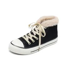 Женская парусиновая обувь с высоким берцем; обувь на шнуровке; сезон весна-зима-осень; размера плюс; ZJ55