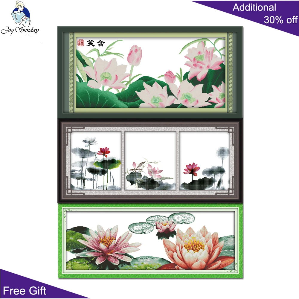 Домашний декор Joy Sunday Lotus H063 H182 H285 14CT 11CT Летние наборы для вышивки крестиком с