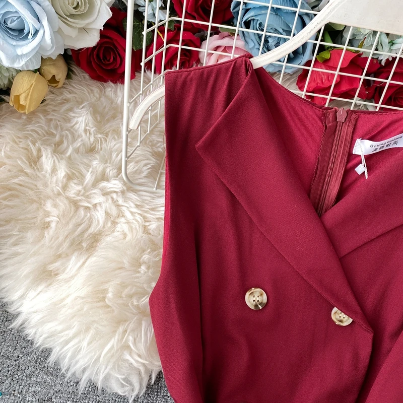 ALPHALMODA элегантное плиссированное платье без рукавов, весна, двубортное Ретро тонкое женское модное винтажное платье с поясом