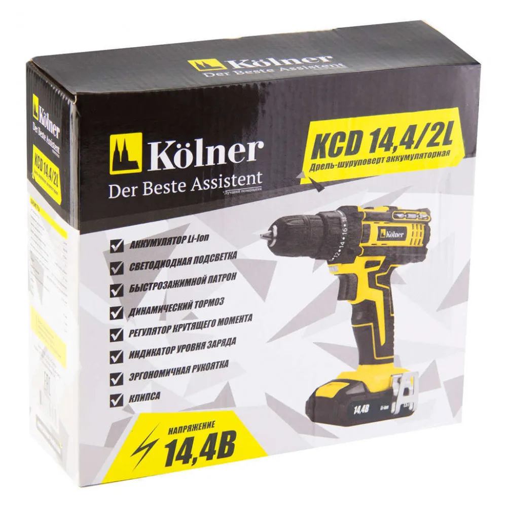 Дрель-шуруповерт аккумуляторная Kolner KCD 14,4/2L