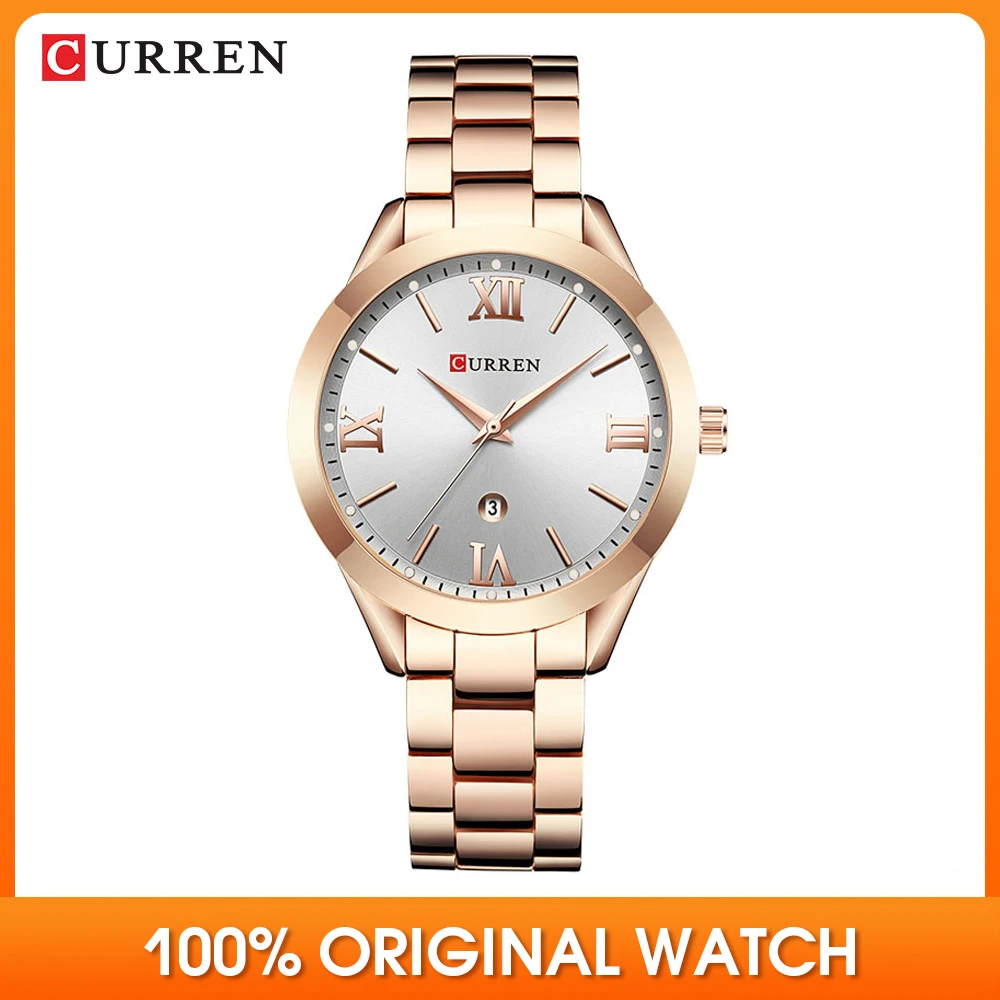 CURREN-reloj de oro para mujer, cronógrafos creativos de acero, pulsera, femenino