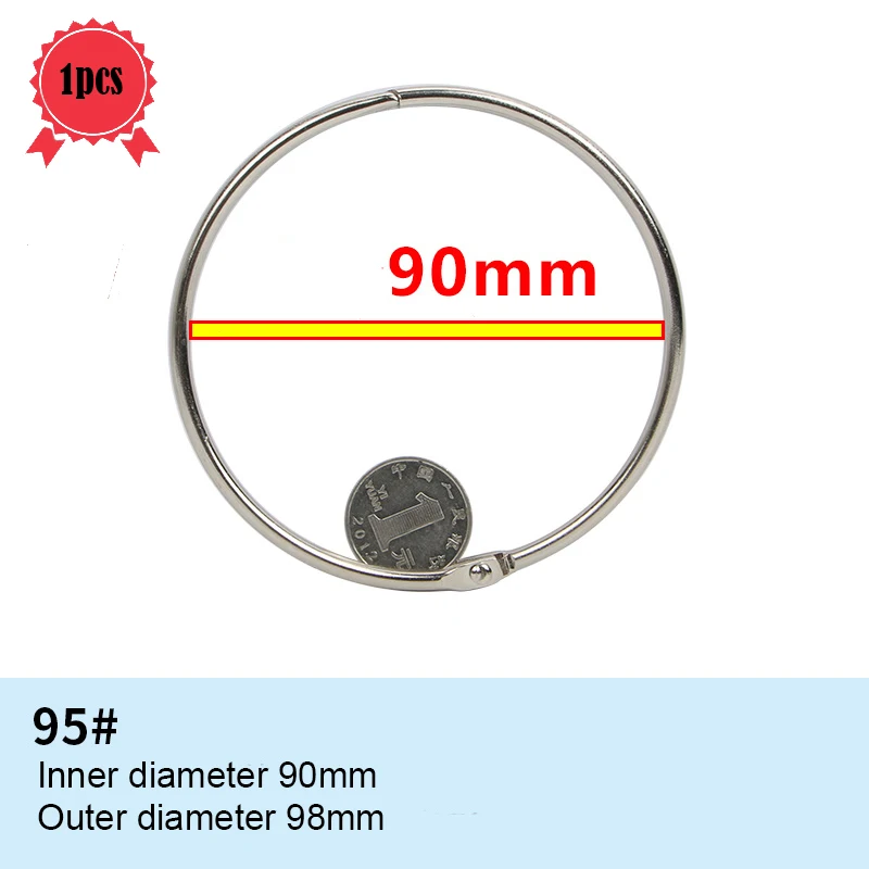 90mm 1 piece Записная книжка С ПЕРЕПЛЕТОМ с листьев металлическая, для книги Кольца Высокое качество с кольцевым разъемным механизмом, блокнот с открытым вязка обручи для скрап-альбом навесной кольца канцелярских товаров - Цвет: 90mm 1 piece