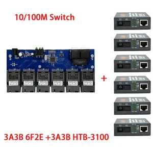 Image 1 - 10/100M Tốc Công Tắc Chuyển Đổi 20KM Ethernet Sợi Quang Học Truyền Thông Chuyển Đổi Chế Độ Đơn 2 * RJ45 và 6 * SC Sợi Cổng PCBA