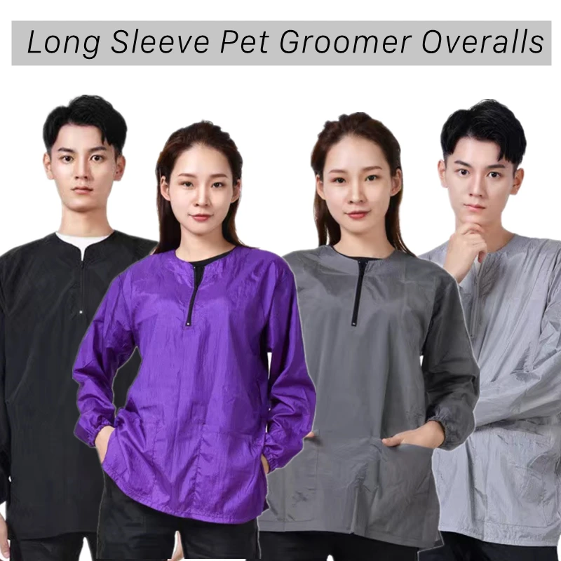 Long Sleeve Pet Groomer Overalls Breathable&Waterproof Pet Beautician Work Clothes Autumn And Winter Pet Store Beauty Robe Gown rain suit man women waterproof transparent hoodie golf raincoat waterproof rain running overalls capa de chuva mens coat