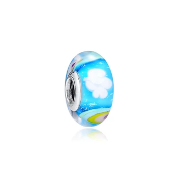 

GPY Iridescent Rainbow Glass Charms 925 Original Fit Pandora Bracelet Sterling Silver Charm Beads for Jewelry Making Jewellery