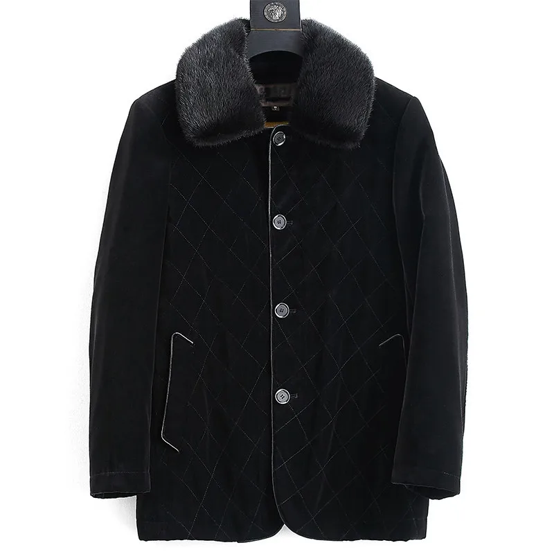 

Parka Homme Real Fur Coat Winter Jacket Men Real Mink Fur Liner Gold Velvet Jacket Plus Size Long Coat BN19-198-1 MY1222