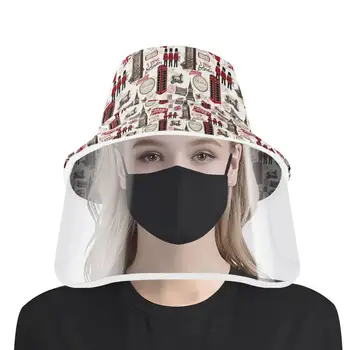 

British Style Vintage Fishing Hat Bucket Hats Women Fishing Cap With Plastic Face Shield Anti Dust Fashion Gorras Hombre Custom