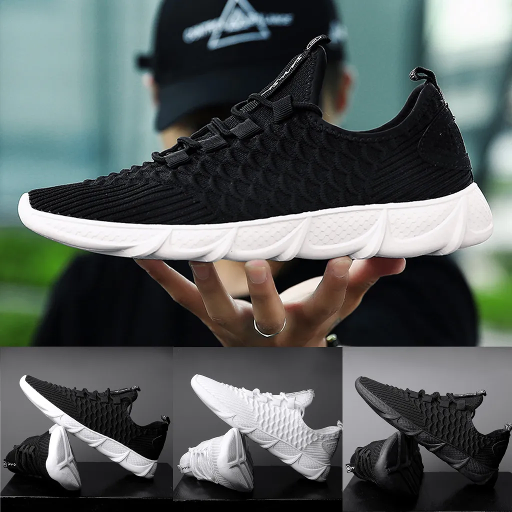 Outdoor Lightweight Sports Shoe Lace-up Sneakers Men Mesh Breathable Comfortable Sport Shoes Men Zapatos Para Correr