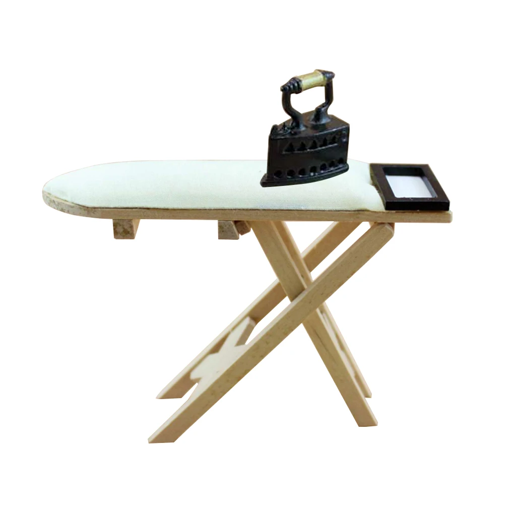 

Scale 1: 12 Iron Ironing Board Doll House Furniture Miniature Bedroom Table Mini Dollhouse Decor Children Gift Toy