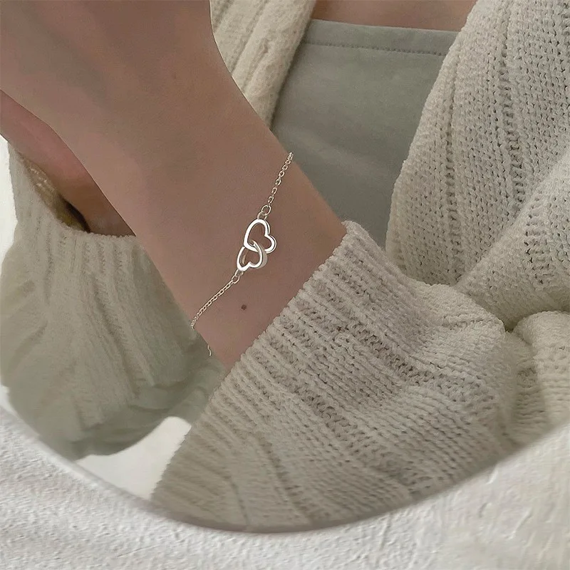 Trendy Jewelry Sweet Heart Bracelet Popular Design Hot Selling One Layer Simply Metal For Girl Fine Accessories | Украшения и