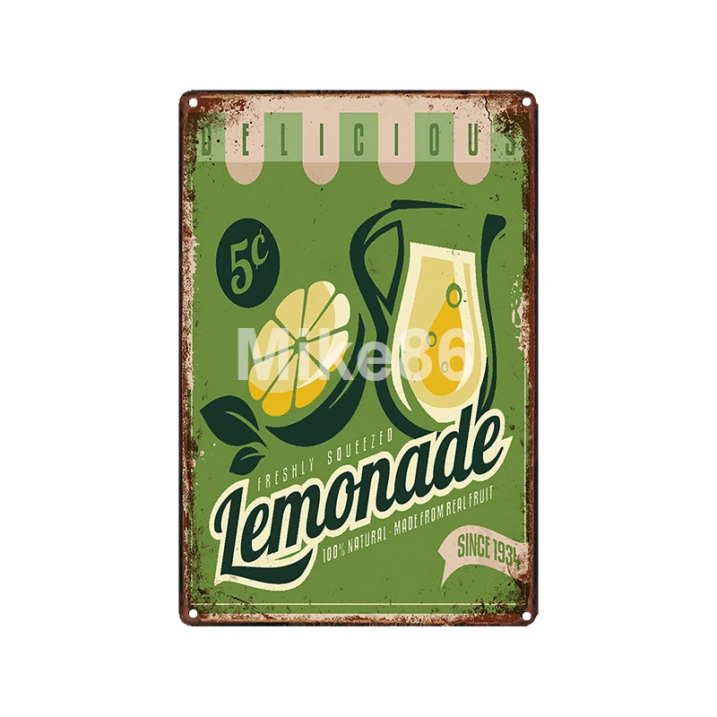 [Mike86] Летний Пляжный постер LEMONAD с металлическими знаками винтажный рисунком