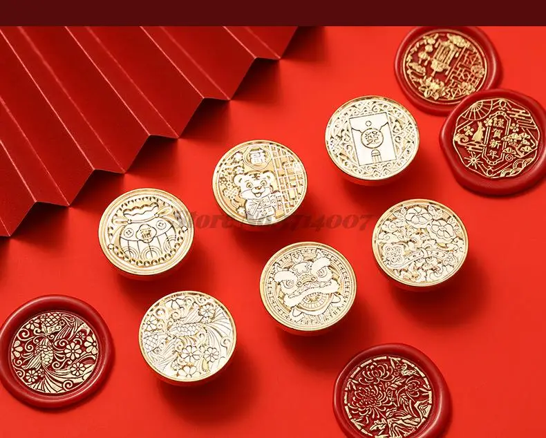 2022 Lunar New Year Stamp Sealing Seal Wax Fu Chun Chinese Traditional Elements Scrapbooking For Envelope Wedding Party