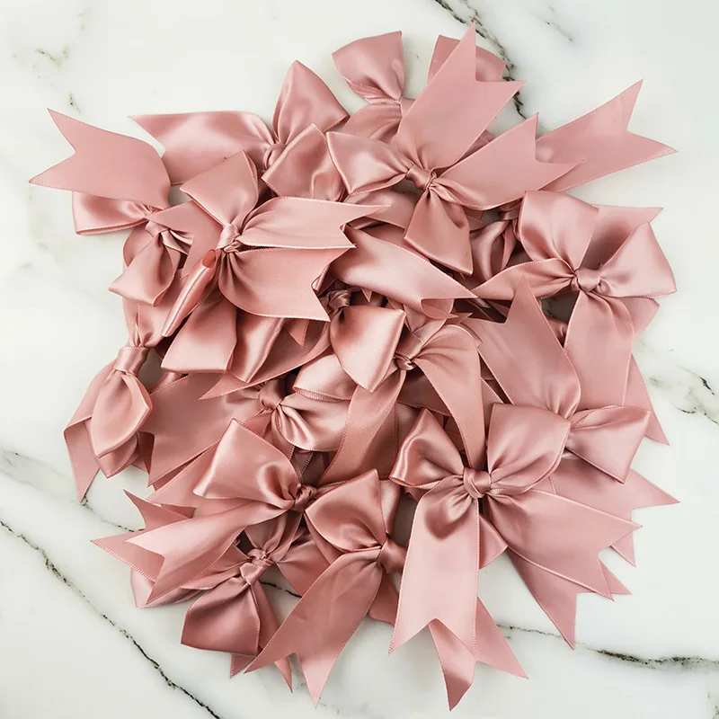 50pcs) 1 inch 25mm fresh pink ribbon bows Polyester Satin Bow