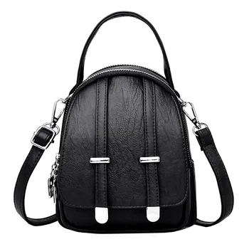 

Mini Zipper PU Leather Shoulder Bags Women Casual Multifunction Crossbody Portable Fashion Small Messenger Bag For Female Black