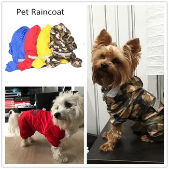 

C49 Dog Raincoat Puppy Cat Reflective Waterproof Dog Hood Rain Coat Clothes Soft Breathable Pet Cat Small Dog Rainwear Apparel