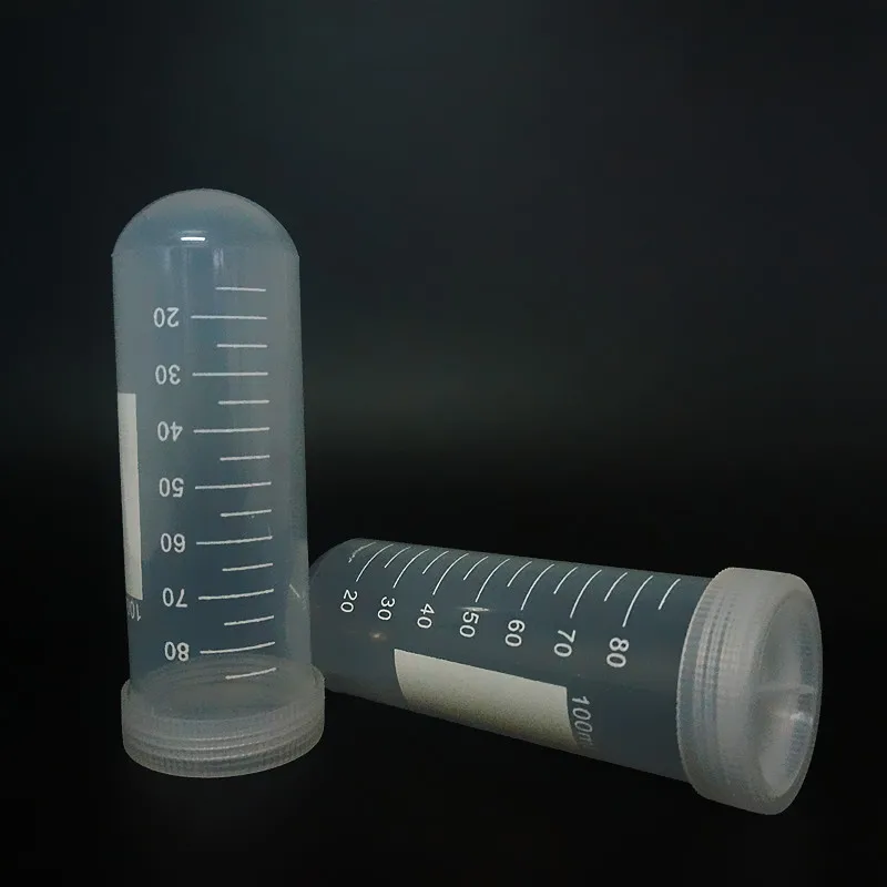 Pack of 10 x 100ml Graduated Plastic Centrifuge Tubes with Screw Caps High-quality, 100ml plastic centrifuge tubes with graduated markings and screw caps, ideal for laboratory PCR analysis and other applications. High-quality, 100ml plastic centrifuge tubes with graduated markings and screw caps, ideal for laboratory PCR analysis and other applications. H769ab9e9847c455f96f0f5dffb238c23V -