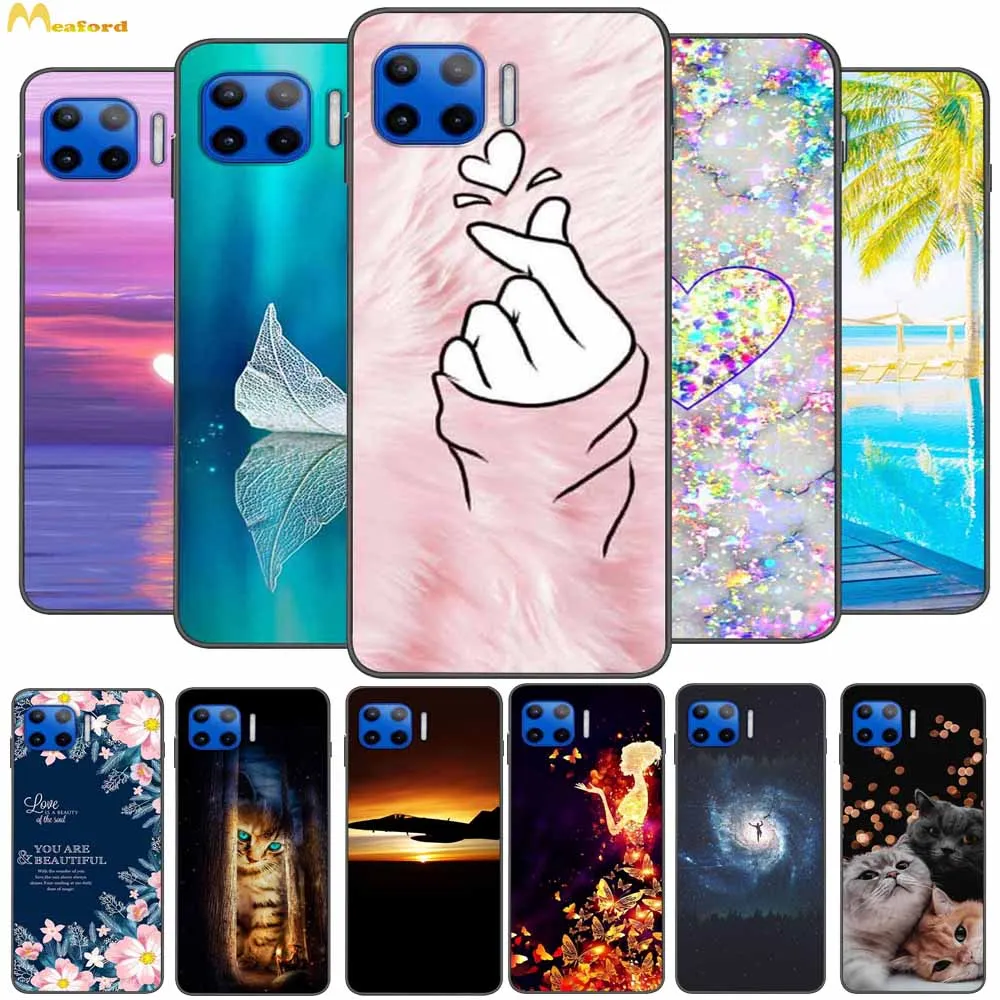 Per Motorola Moto G 5G Plus Custodie Silicone Soft Phone Cute Cover Per Capas Moto G50 5G Custodie Posteriori Nero Tpu Verniciato Cute Cats