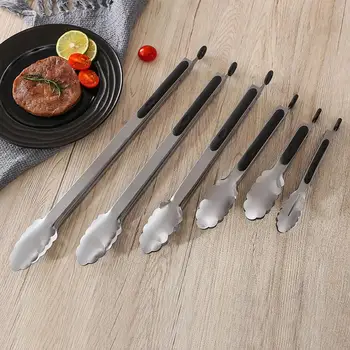 

New BBQ Grilling Tong Salad Serving Food Tong Stainless Steel Metal Kitchen Tongs Barbecue Cooking Locking Tong