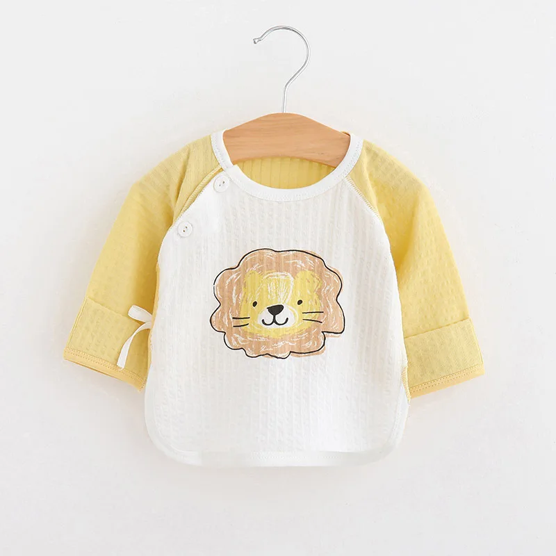 Newborn Half Back Clothes 0-3 Months Summer Pure Cotton Infant Baby Boys Girls Monk Clothes Casual Thin Long Sleeve Tshirt