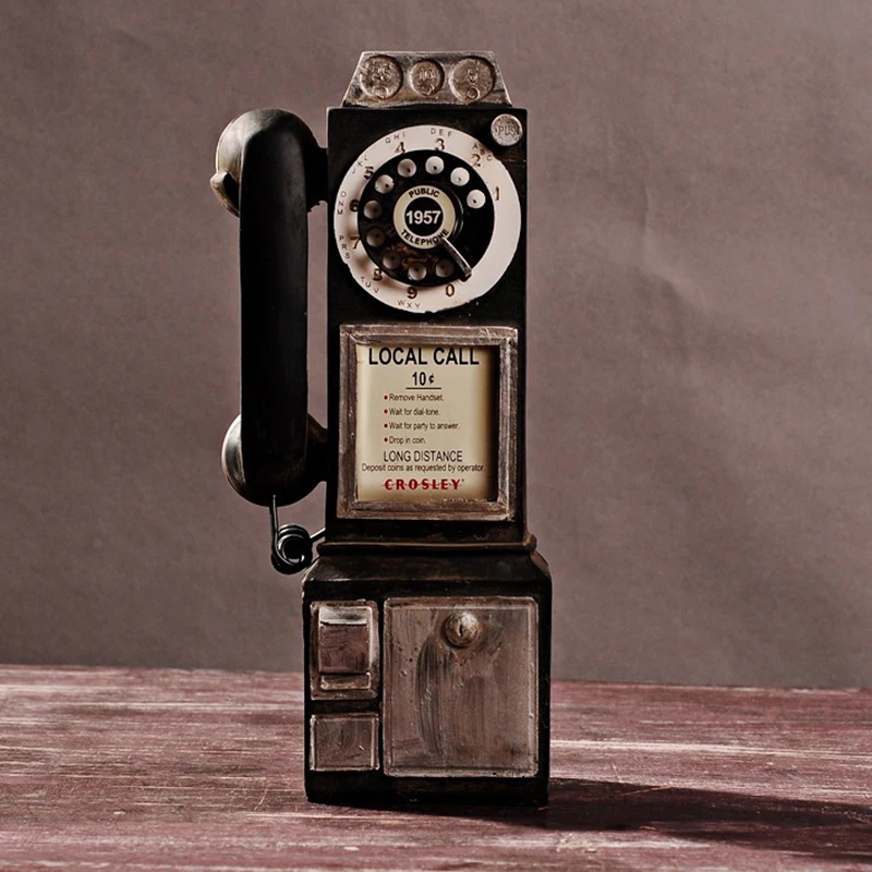 

Vintage Rotate Classic Look Dial Pay Phone Model Retro Booth Home Decoration Ornament 2019ing
