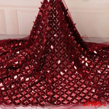 

French Lace Fabric 2019 Hot High Quality Latest African Sequins Lace Fabric With Embroidery Wedding African French YA2890B-2