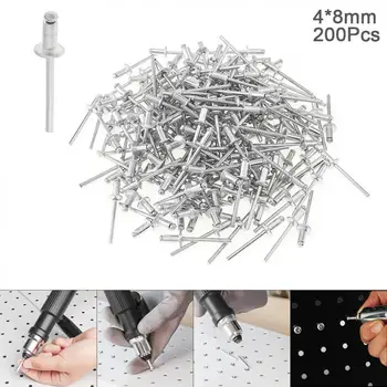 

200pcs M4x8mm Aluminium Rivet Gun Core Pulling Riveting Break Mandrel Nail with Mushroon Head for Furniture Car Aircraft