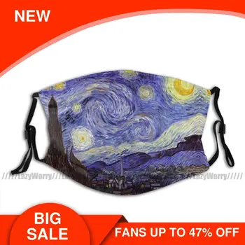 

Moon Mouth Face Mask Vincent Van Gogh Starry Night Facial Mask Kawai Beautiful with Filters Adult Mask