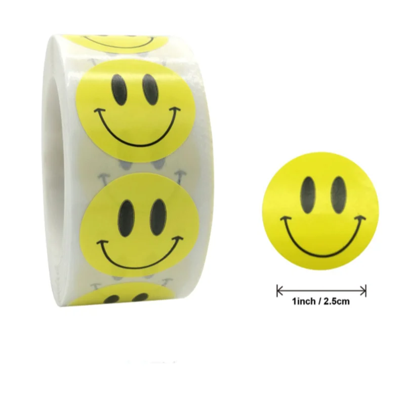 500pcs* roll Reward Smiley Stickers smile Face Encouragement Sticker Kids mood 